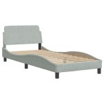 vidaXL Pat cu saltea, gri deschis, 90x190 cm, catifea vidaXL Pat cu saltea, gri deschis, 90x190 cm, catifea
