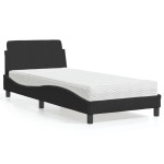 vidaXL Pat cu saltea, negru, 90x190 cm, catifea
