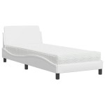 vidaXL Pat cu saltea, alb, 90x190 cm, piele ecologică