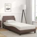 vidaXL Pat cu saltea, maro, 90x190 cm, piele ecologică