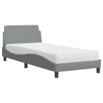 vidaXL Pat cu saltea, gri deschis, 90x200 cm, textil