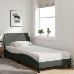 vidaXL Pat cu saltea, gri închis, 90x200 cm, textil