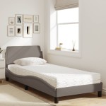 vidaXL Pat cu saltea, gri taupe, 90x200 cm, textil vidaXL Pat cu saltea, gri taupe, 90x200 cm, textil