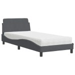 vidaXL Pat cu saltea, gri închis, 90x200 cm, catifea