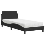 vidaXL Pat cu saltea, negru, 90x200 cm, catifea