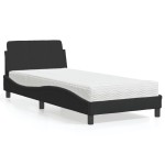 vidaXL Pat cu saltea, negru, 90x200 cm, catifea