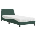 vidaXL Pat cu saltea, verde închis, 90x200 cm, catifea