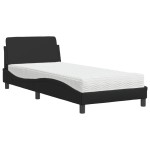 vidaXL Pat cu saltea, negru, 90x200 cm, piele ecologică