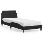 vidaXL Pat cu saltea, negru, 90x200 cm, piele ecologică