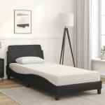 vidaXL Pat cu saltea, negru, 90x200 cm, piele ecologică
