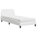 vidaXL Pat cu saltea, alb, 90x200 cm, piele ecologică