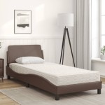 vidaXL Pat cu saltea, maro, 90x200 cm, piele ecologică
