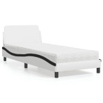 vidaXL Pat cu saltea, alb și negru, 90x200 cm, piele ecologică vidaXL Pat cu saltea, alb și negru, 90x200 cm, piele ecologică