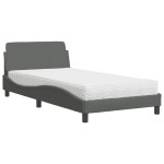 vidaXL Pat cu saltea, gri închis, 100x200 cm, textil