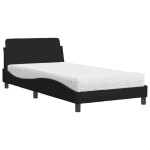 vidaXL Pat cu saltea, negru, 100x200 cm, textil