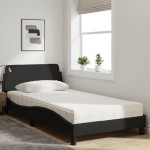 vidaXL Pat cu saltea, negru, 100x200 cm, textil