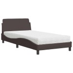 vidaXL Pat cu saltea, maro închis, 100x200 cm, textil vidaXL Pat cu saltea, maro închis, 100x200 cm, textil