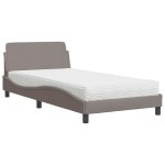 vidaXL Pat cu saltea, gri taupe, 100x200 cm, textil