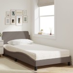 vidaXL Pat cu saltea, gri taupe, 100x200 cm, textil