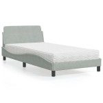 vidaXL Pat cu saltea, gri deschis, 100x200 cm, catifea vidaXL Pat cu saltea, gri deschis, 100x200 cm, catifea