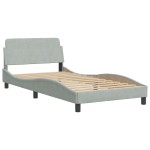vidaXL Pat cu saltea, gri deschis, 100x200 cm, catifea vidaXL Pat cu saltea, gri deschis, 100x200 cm, catifea