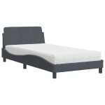 vidaXL Pat cu saltea, gri închis, 100x200 cm, catifea