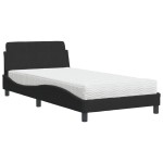 vidaXL Pat cu saltea, negru, 100x200 cm, catifea