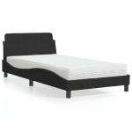 vidaXL Pat cu saltea, negru, 100x200 cm, catifea