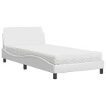 vidaXL Pat cu saltea, alb, 100x200 cm, piele ecologică vidaXL Pat cu saltea, alb, 100x200 cm, piele ecologică