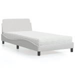 vidaXL Pat cu saltea, alb, 100x200 cm, piele ecologică vidaXL Pat cu saltea, alb, 100x200 cm, piele ecologică