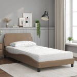 vidaXL Pat cu saltea, cappuccino, 100x200cm piele ecologică