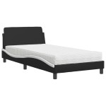 vidaXL Pat cu saltea, negru și alb, 100x200 cm, piele ecologică