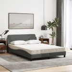 vidaXL Pat cu saltea, gri închis, 120x200 cm, textil