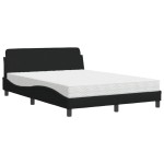 vidaXL Pat cu saltea, negru, 120x200 cm, textil