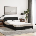 vidaXL Pat cu saltea, negru, 120x200 cm, textil