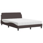 vidaXL Pat cu saltea, maro închis, 120x200 cm, textil vidaXL Pat cu saltea, maro închis, 120x200 cm, textil