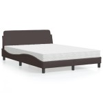 vidaXL Pat cu saltea, maro închis, 120x200 cm, textil vidaXL Pat cu saltea, maro închis, 120x200 cm, textil