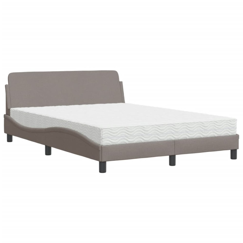 vidaXL Pat cu saltea, gri taupe, 120x200 cm, textil