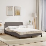 vidaXL Pat cu saltea, gri taupe, 120x200 cm, textil
