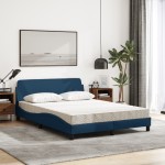vidaXL Pat cu saltea, albastru, 120x200 cm, textil
