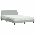 vidaXL Pat cu saltea, gri deschis, 120x200 cm, catifea