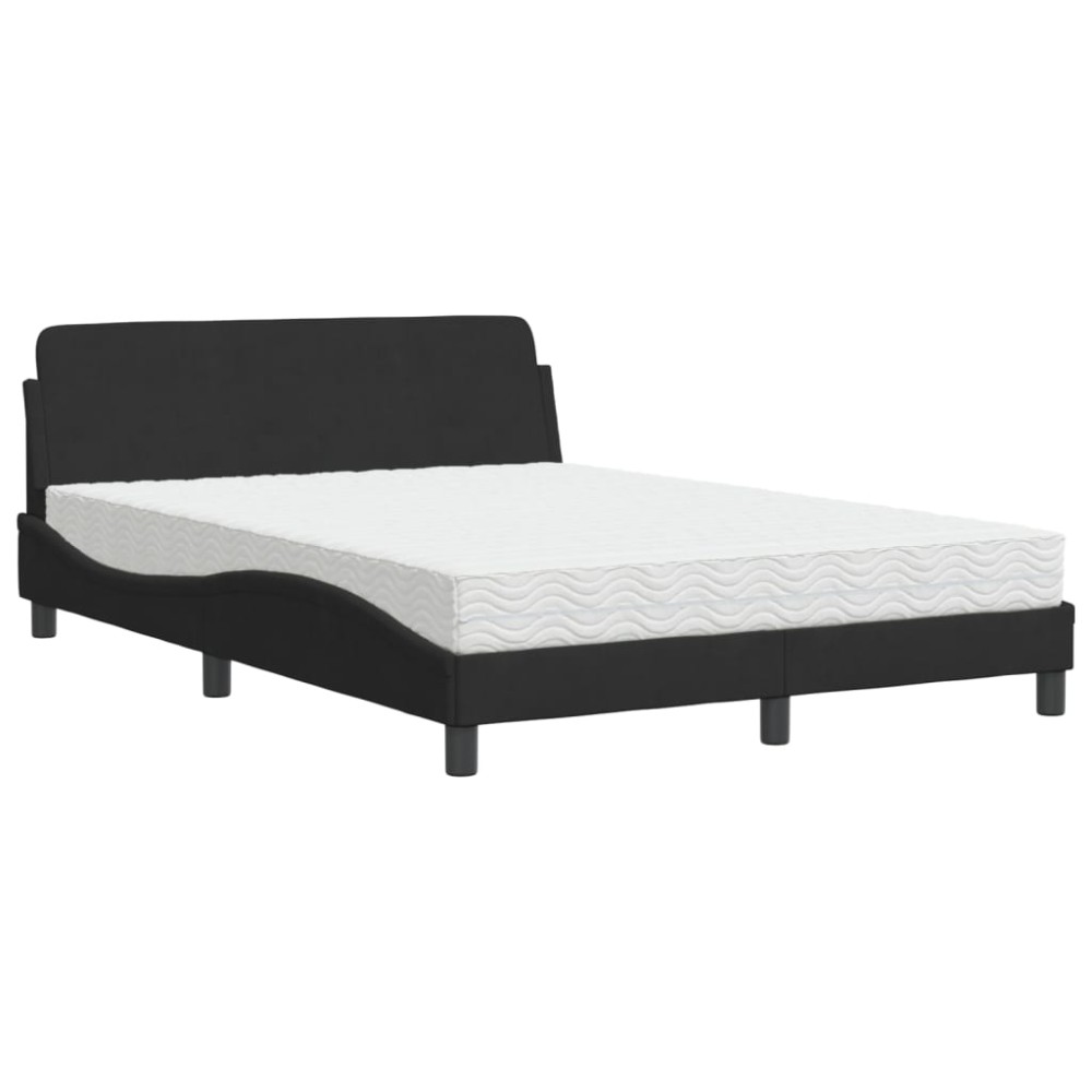 vidaXL Pat cu saltea, negru, 120x200 cm, catifea