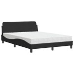 vidaXL Pat cu saltea, negru, 120x200 cm, catifea