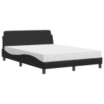 vidaXL Pat cu saltea, negru, 120x200 cm, piele ecologică
