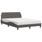 vidaXL Pat cu saltea, gri, 120x200 cm, piele ecologică vidaXL Pat cu saltea, gri, 120x200 cm, piele ecologică