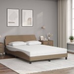 vidaXL Pat cu saltea, cappuccino, 120x200cm piele ecologică