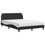vidaXL Pat cu saltea, negru și alb, 120x200 cm, piele ecologică