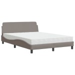 vidaXL Pat cu saltea, gri taupe, 140x200 cm, textil
