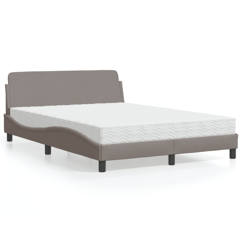 vidaXL Pat cu saltea, gri taupe, 140x200 cm, textil