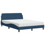 vidaXL Pat cu saltea, albastru, 140x200 cm, textil